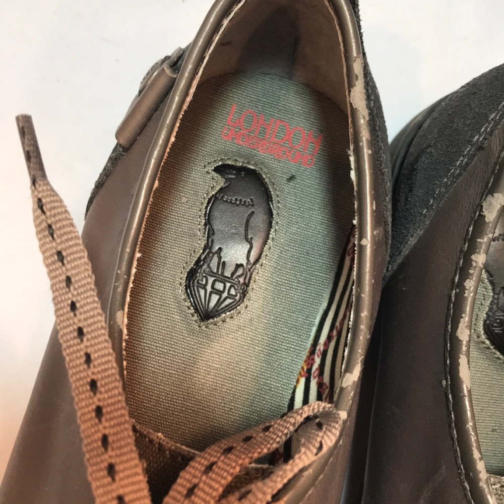 London Underground 9 gray leather lace up shoes - Picture 3 of 7